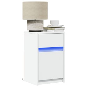 Mesitas de noche con luces LED 2 uds madera ingeniería blanca de , Mesitas de noche - Ref: Foro24-851999, Precio: 79,36 €, De...