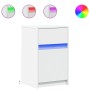 Mesitas de noche con luces LED 2 uds madera ingeniería blanca de , Mesitas de noche - Ref: Foro24-851999, Precio: 79,36 €, De...