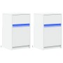 Mesitas de noche con luces LED 2 uds madera ingeniería blanca de , Mesitas de noche - Ref: Foro24-851999, Precio: 79,36 €, De...