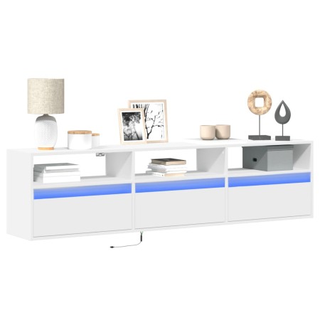 Mueble de TV de pared con LED blanco 180x31x45 cm de , Muebles TV - Ref: Foro24-3307940, Precio: 159,10 €, Descuento: %