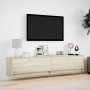Mueble de TV de pared con LED roble Sonoma 180x31x38 cm de , Muebles TV - Ref: Foro24-3307949, Precio: 148,73 €, Descuento: %