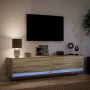 Mueble de TV de pared con LED roble Sonoma 180x31x38 cm de , Muebles TV - Ref: Foro24-3307949, Precio: 148,73 €, Descuento: %