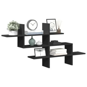 Estantería de pared madera de ingeniería negra 124,5x18x60,5 cm de , Estantes y estanterías - Ref: Foro24-853264, Precio: 44,...