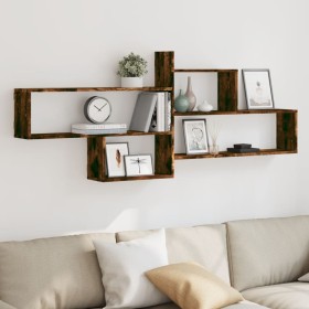 Estante de pared madera ingeniería roble ahumado 167,5x18x68 cm de , Estantes y estanterías - Ref: Foro24-853321, Precio: 44,...