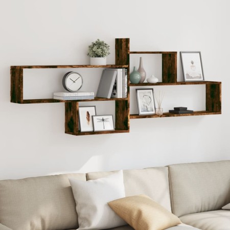 Estante de pared madera ingeniería roble ahumado 167,5x18x68 cm de , Estantes y estanterías - Ref: Foro24-853321, Precio: 44,...