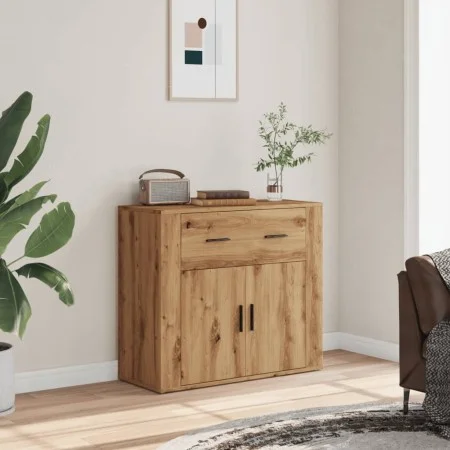 Aparador madera de ingeniería roble artesanal 80x33x70 cm de , Aparadores - Ref: Foro24-857076, Precio: 96,97 €, Descuento: %