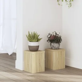 Soportes de plantas 2 uds madera roble Sonoma 15x15x20 cm de , Soportes para macetas - Ref: Foro24-852890, Precio: 23,04 €, D...
