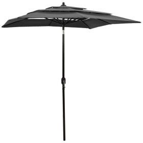 Sombrilla de 3 niveles con poste de aluminio antracita 2x2 m de vidaXL, Sombrillas - Ref: Foro24-313846, Precio: 67,92 €, Des...