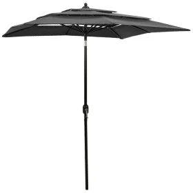 Sombrilla de 3 niveles con poste de aluminio antracita 2x2 m de vidaXL, Sombrillas - Ref: Foro24-313846, Precio: 63,14 €, Des...