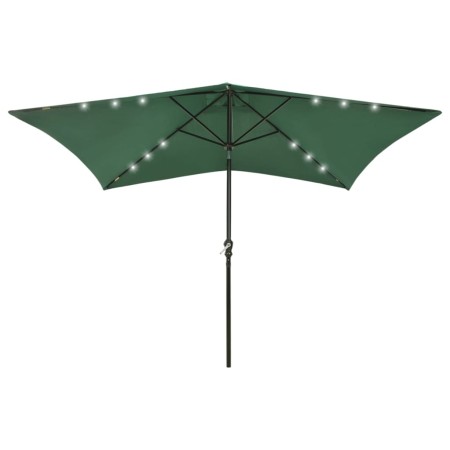 Sombrilla con LED y poste de acero verde 2x3 m de vidaXL, Sombrillas - Ref: Foro24-313786, Precio: 55,01 €, Descuento: %