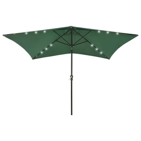 Sombrilla con LED y poste de acero verde 2x3 m de vidaXL, Sombrillas - Ref: Foro24-313786, Precio: 54,38 €, Descuento: %