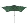 Sombrilla con LED y poste de acero verde 2x3 m de vidaXL, Sombrillas - Ref: Foro24-313786, Precio: 54,38 €, Descuento: %