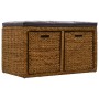 Banco con 2 cestas hierba marina 71x40x42 cm marrón en Bancos para recibidores y almacenamiento | Comprar online en Foru.es