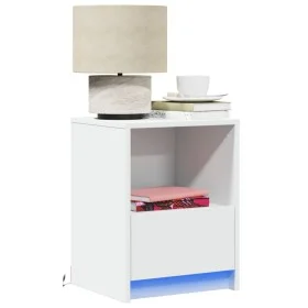 Mesita de noche con luces LED madera de ingeniería blanca by , Nightstands - Ref: Foro24-852019, Price: 40,98 €, Discount: %