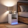 Mesita de noche con luces LED madera de ingeniería blanca de , Mesitas de noche - Ref: Foro24-852019, Precio: 41,48 €, Descue...