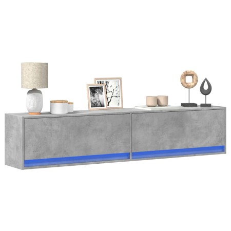 Mueble de TV de pared con LED gris hormigón 180x31x38 cm de , Muebles TV - Ref: Foro24-3307950, Precio: 160,10 €, Descuento: %