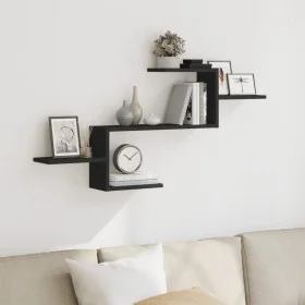 Estante de pared madera de ingeniería negro 104x15x49 cm de , Estantes y estanterías - Ref: Foro24-853201, Precio: 29,79 €, D...