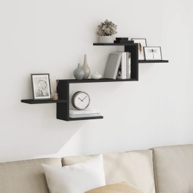 Estante de pared madera de ingeniería negro 104x15x49 cm de , Estantes y estanterías - Ref: Foro24-853201, Precio: 26,61 €, D...