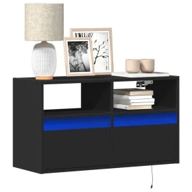 Mueble de TV de pared con luces LED negro 80x31x45 cm de , Muebles TV - Ref: Foro24-852328, Precio: 62,50 €, Descuento: %