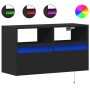 Mueble de TV de pared con luces LED negro 80x31x45 cm de , Muebles TV - Ref: Foro24-852328, Precio: 63,31 €, Descuento: %