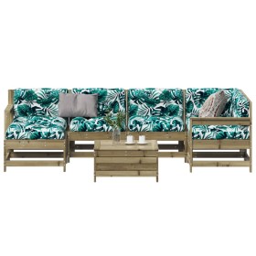 Juego de muebles jardín 7 pzas y cojines madera pino impregnada en Conjuntos de jardín | Comprar online en Foru.es