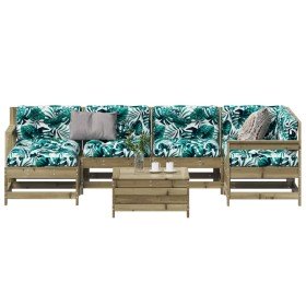 Juego de muebles jardín 7 pzas y cojines madera pino impregnada en Conjuntos de jardín | Comprar online en Foru.es