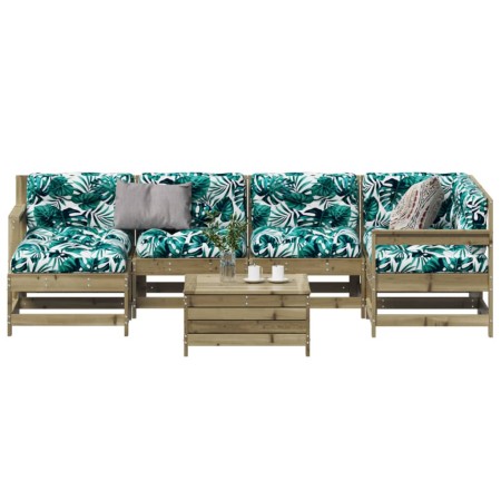 Juego de muebles jardín 7 pzas y cojines madera pino impregnada en Conjuntos de jardín | Comprar online en Foru.es