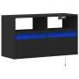 Mueble de TV de pared con luces LED negro 80x31x45 cm de , Muebles TV - Ref: Foro24-852328, Precio: 63,31 €, Descuento: %