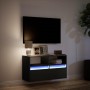 Mueble de TV de pared con luces LED negro 80x31x45 cm de , Muebles TV - Ref: Foro24-852328, Precio: 63,31 €, Descuento: %