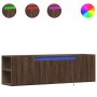 Mueble de TV de pared con luces LED marrón roble 135x31x39,5 cm de , Muebles TV - Ref: Foro24-852389, Precio: 80,50 €, Descue...