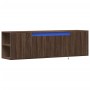 Mueble de TV de pared con luces LED marrón roble 135x31x39,5 cm de , Muebles TV - Ref: Foro24-852389, Precio: 80,50 €, Descue...