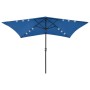 Sombrilla con LED y poste de acero azul azure 2x3 m de vidaXL, Sombrillas - Ref: Foro24-313793, Precio: 67,03 €, Descuento: %