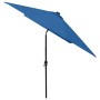Sombrilla con LED y poste de acero azul azure 2x3 m de vidaXL, Sombrillas - Ref: Foro24-313793, Precio: 67,03 €, Descuento: %