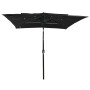 Sombrilla de 3 niveles con poste de aluminio negra 2,5x2,5 m de vidaXL, Sombrillas - Ref: Foro24-313842, Precio: 76,01 €, Des...