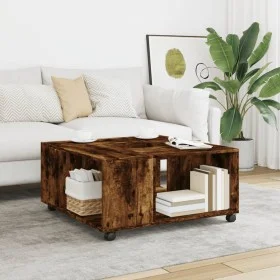 Mesa de centro madera de ingeniería roble ahumado 80x80x40 cm de , Mesas de centro - Ref: Foro24-853177, Precio: 82,33 €, Des...