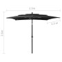 Sombrilla de 3 niveles con poste de aluminio negra 2,5x2,5 m de vidaXL, Sombrillas - Ref: Foro24-313842, Precio: 76,01 €, Des...