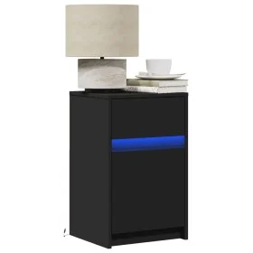 Mesitas de noche con luces LED 2 uds madera ingeniería negra de , Mesitas de noche - Ref: Foro24-852001, Precio: 102,85 €, De...