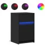 Mesitas de noche con luces LED 2 uds madera ingeniería negra de , Mesitas de noche - Ref: Foro24-852001, Precio: 102,85 €, De...