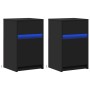 Mesitas de noche con luces LED 2 uds madera ingeniería negra de , Mesitas de noche - Ref: Foro24-852001, Precio: 102,98 €, De...