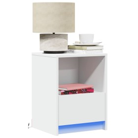 Mesitas de noche con luces LED 2 uds madera ingeniería blanca de , Mesitas de noche - Ref: Foro24-852020, Precio: 72,33 €, De...