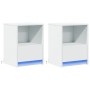 Mesitas de noche con luces LED 2 uds madera ingeniería blanca de , Mesitas de noche - Ref: Foro24-852020, Precio: 72,33 €, De...
