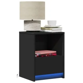 Mesitas de noche con luces LED 2 uds madera ingeniería negra de , Mesitas de noche - Ref: Foro24-852022, Precio: 71,47 €, Des...