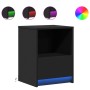 Mesitas de noche con luces LED 2 uds madera ingeniería negra de , Mesitas de noche - Ref: Foro24-852022, Precio: 72,38 €, Des...