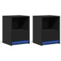 Mesitas de noche con luces LED 2 uds madera ingeniería negra de , Mesitas de noche - Ref: Foro24-852022, Precio: 72,38 €, Des...