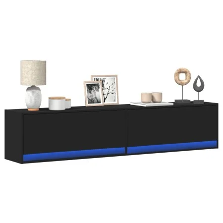 Mueble de TV de pared con LED negro 180x31x38 cm de , Muebles TV - Ref: Foro24-3307948, Precio: 168,88 €, Descuento: %