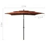 Sombrilla de 3 niveles con poste de aluminio terracota 2,5x2,5m de vidaXL, Sombrillas - Ref: Foro24-313841, Precio: 75,06 €, ...