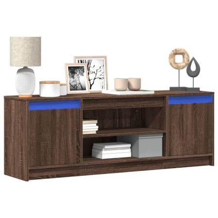 Mueble de TV LED madera ingeniería marrón roble 139,5x34x50 cm de , Muebles TV - Ref: Foro24-852200, Precio: 102,06 €, Descue...