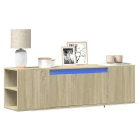 Mueble de TV de pared con luces LED roble Sonoma 135x31x39,5 cm de , Muebles TV - Ref: Foro24-852385, Precio: 80,55 €, Descue...