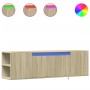 Mueble de TV de pared con luces LED roble Sonoma 135x31x39,5 cm de , Muebles TV - Ref: Foro24-852385, Precio: 81,63 €, Descue...