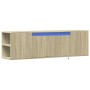 Mueble de TV de pared con luces LED roble Sonoma 135x31x39,5 cm de , Muebles TV - Ref: Foro24-852385, Precio: 81,63 €, Descue...
